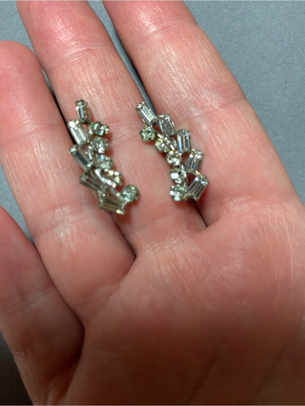 Vintage 50s sterling silver rhinestone Screwback earrings